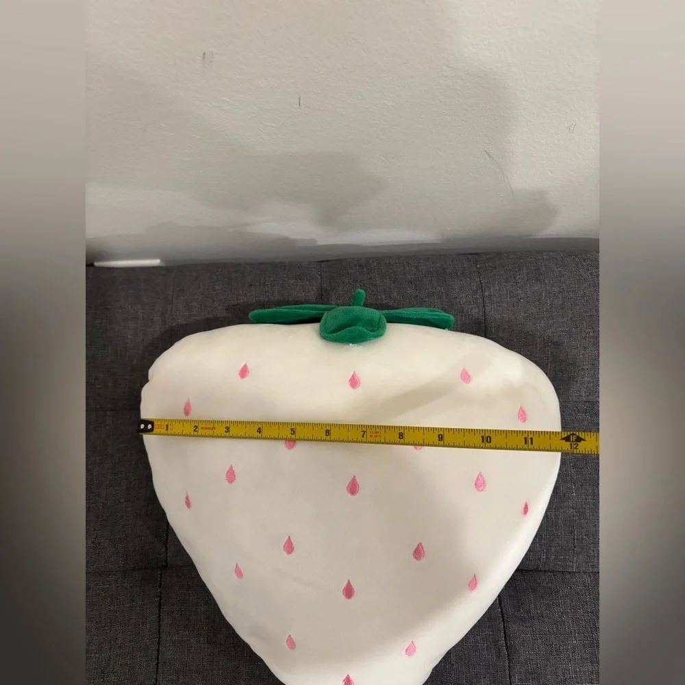 Strawberry Shaped Plush Pillow - White, Pink, green